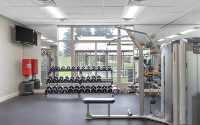 a room with exercise equipment