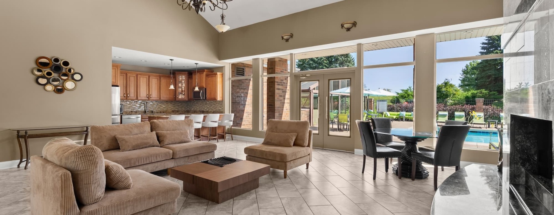 lounge area with modern decor and ample seating