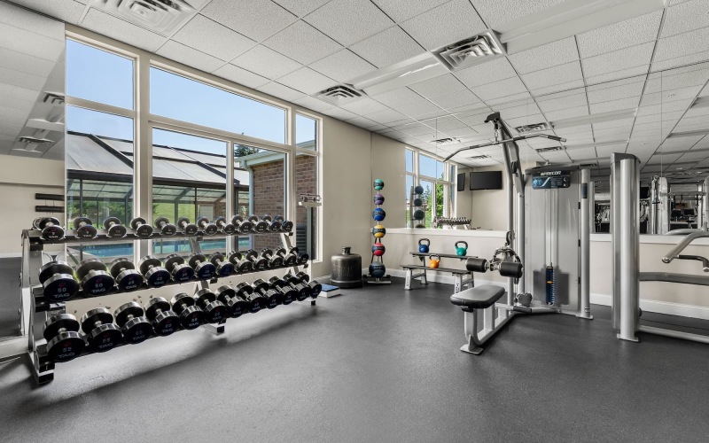 Fitness center with equipment