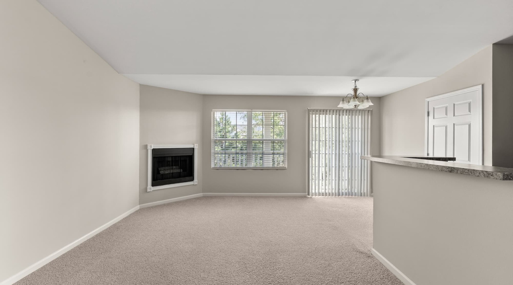living room with large windows