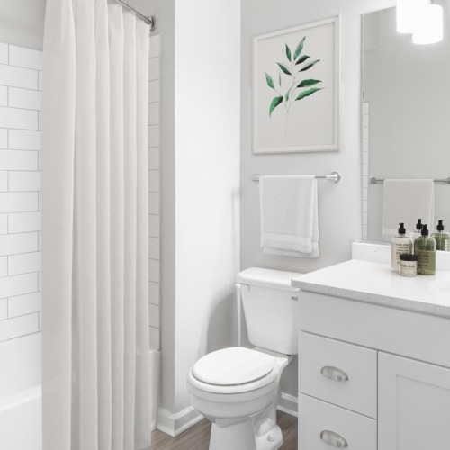 Spacious bathrooms with everything you need a bathroom with a toilet and sink
